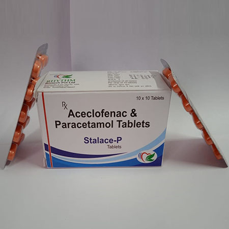 Product Name: Stalace P, Compositions of Stalace P are Aceclofenac & Paracetamol Tablets - Rhythm Biotech Private Limited