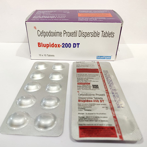 Product Name: BLUPIDOX 200 DT, Compositions of BLUPIDOX 200 DT are Cefpodoxime Proxetil Dispersible Tablets - Bluepipes Healthcare