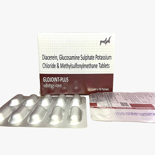 Product Name: Glojoint Plus, Compositions of Glojoint Plus are Diacerein,Glucosamine Sulphate Potassium Chloride & Methylsulfonylmethane Tablets - Guelph Healthcare Pvt. Ltd