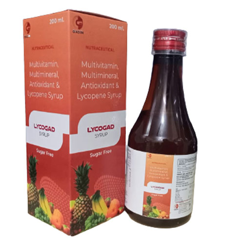 Product Name: LYCOGAD, Compositions of LYCOGAD are LYCOPENE, VITAMIN & ZINC SYRUP - Gadin Pharmaceuticals Pvt. Ltd
