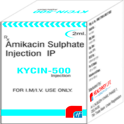 Product Name: KYCIN 500, Compositions of KYCIN 500 are Amikacin Sulphate Injection IP - Healthkey Life Science Private Limited
