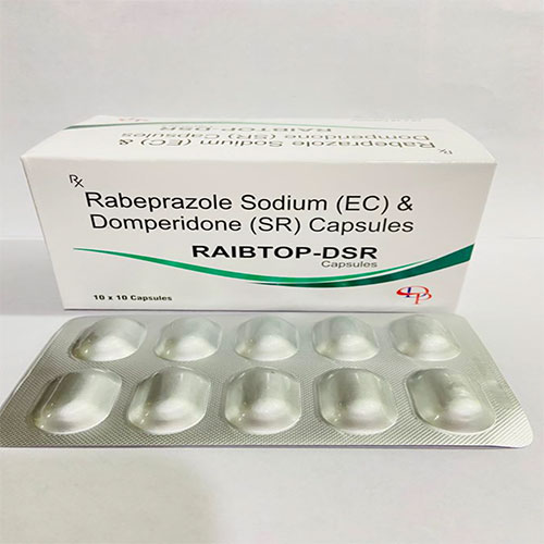 Product Name: Raibtop DSR, Compositions of Raibtop DSR are Rabepranazole Sodium (EC) and Domperidone (SR) Capsules - Disan Pharma