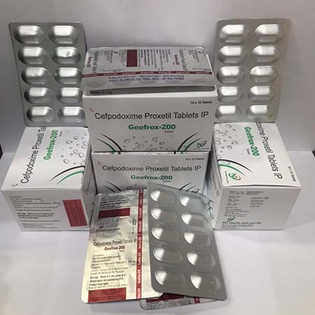 Product Name: Geefrox 200, Compositions of Geefrox 200 are Cefpodoxime Proxetil Tablets IP - NG Healthcare Pvt Ltd