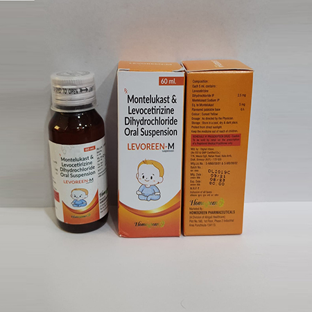 Product Name: Levoreen M, Compositions of Levoreen M are Montelukast & Levocetirizine Dihydrochloride Oral Suspension - Abigail Healthcare