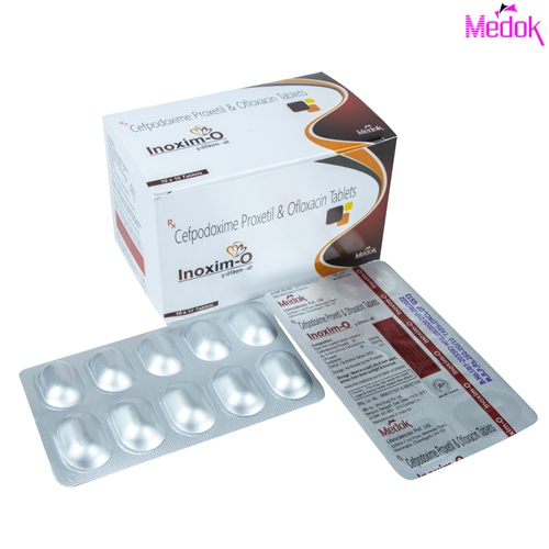 Product Name: Inoxim O, Compositions of Inoxim O are Cefpodoxim Proxetil 200 mg, Ofloxacin200 mg (Alu-Alu) - Medok Life Sciences Pvt. Ltd