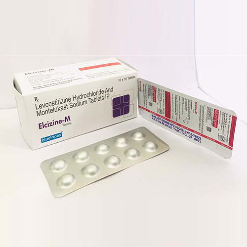 Product Name: ELCIZINE M, Compositions of ELCIZINE M are Levocetirizine Hydrochloride And Montelukast Sodium Tablets IP - Bluepipes Healthcare