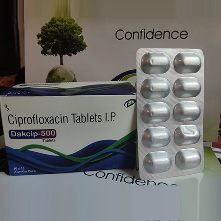 Product Name: Dakcip 500, Compositions of Dakcip 500 are Ciprofloxacian Tablets Ip - Dakgaur Healthcare