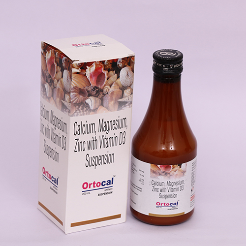 Product Name: Ortocal, Compositions of Ortocal are Calcium, Magnesium, Zinc with Vitamin D3 Suspension - Biomax Biotechnics Pvt. Ltd