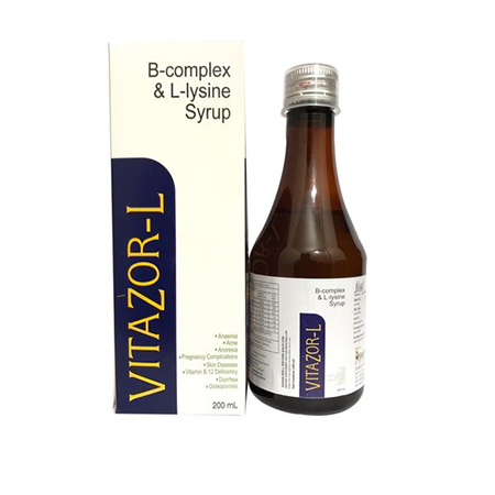 Product Name: Vitazor L, Compositions of Vitazor L are B-Complex with L-Lysine Syrup   - Amzor Healthcare Pvt. Ltd