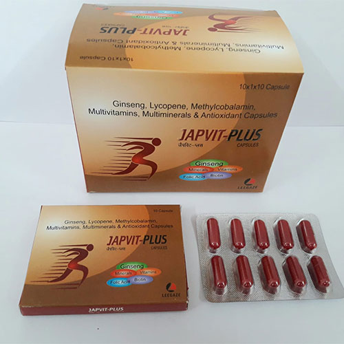 Product Name: Japvit Plus, Compositions of Japvit Plus are Gineseng, Lycopene, Methylcobalamin Multivitamins, Multiminerals & antioxidant - Leegaze Pharmaceuticals Private Limited