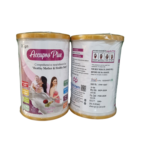 Product Name: Accupro Plus, Compositions of Accupro Plus are Comprehensive nourishment for Healthy Mother & Healthy Baby - Dolchem Pharmaceuticals Private Limited
