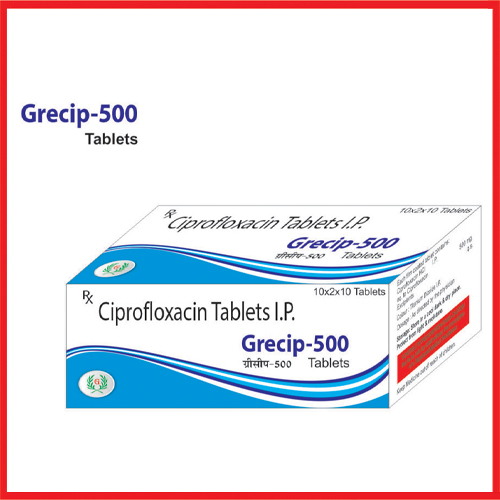 Product Name: Grecip 500, Compositions of Grecip 500 are Ciprofloxacin Tablets I.P. - Greef Formulations