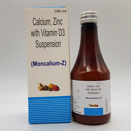 Product Name: Moncalium Z, Compositions of Moncalium Z are Calcium, Zinc with Vitamin D3 Suspension - Acinom Healthcare