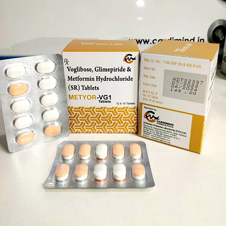 Product Name: Metyor VG1, Compositions of Metyor VG1 are Voglibose,Glimepride & Metfortin Hydrochloride (SR) Tablets - Asterisk Laboratories