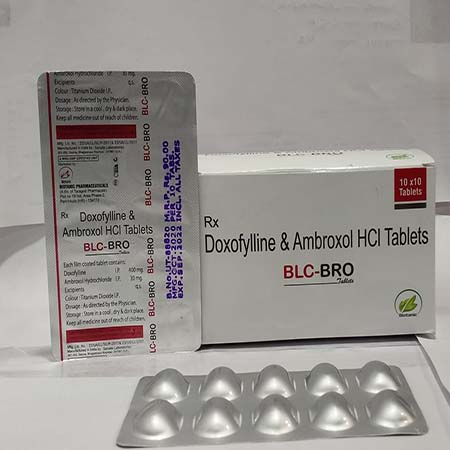 Product Name: Blc Bro, Compositions of Blc Bro are Doxylamine & Ambroxol Hcl Tablets - Biotanic Pharmaceuticals