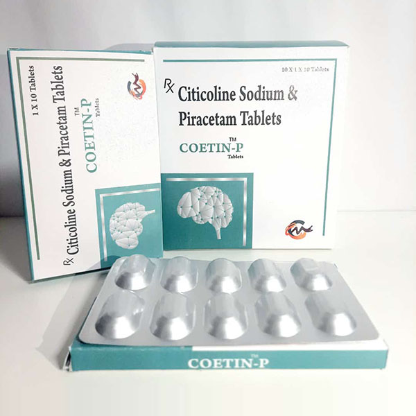 Product Name: Coetin P, Compositions of Coetin P are Citiclone Sodium & Piracetam Tablets - Aseric Pharma