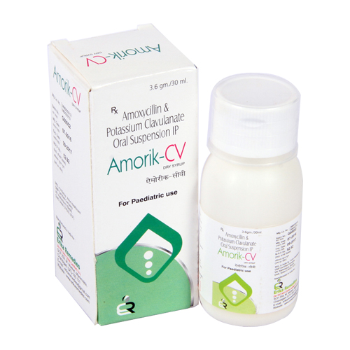 Product Name: Amorik CV, Compositions of Amorik CV are Amoxycillin & Potassium Clavulanate Oral Suspension IP - Erika Remedies