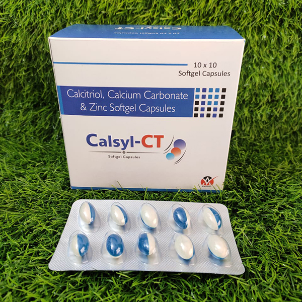 Product Name: Calsyl CT, Compositions of Calsyl CT are Calcitrol, Calcium Carbonate  and  Zinc Softgel Capsules - Anista Healthcare