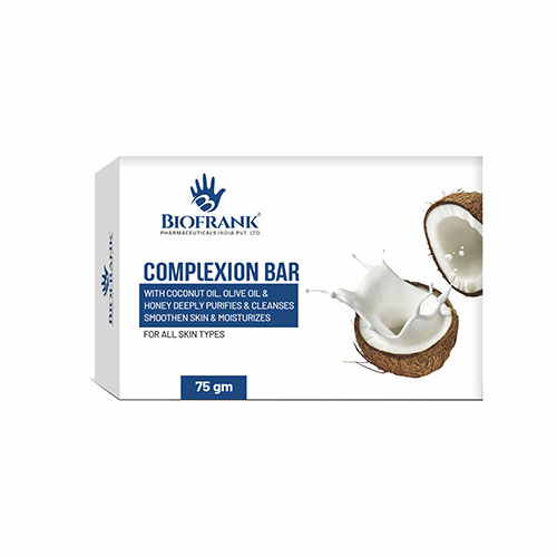 Product Name: Complexion bar, Compositions of Complexion bar are With Coconut Oil,Olive Oil & Honey Deepl Purifiues & Cleanses Shoothen Skin & Moisturizes - Biofrank Pharmaceuticals (India) Pvt. Ltd