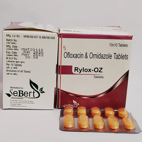 Product Name: Rylox OZ, Compositions of Rylox OZ are Ofloxacin & Ornidazole Tablets - Sebert Lifesciences