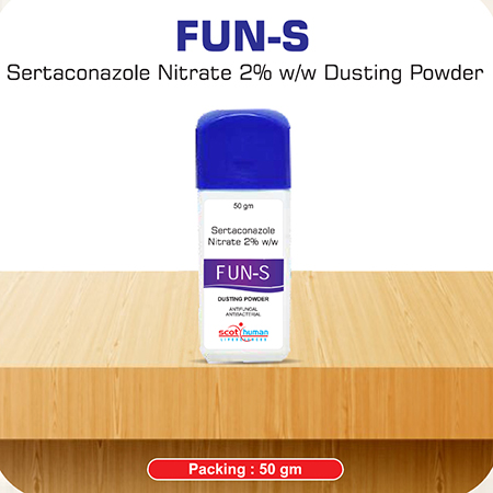 Product Name: Fun S, Compositions of Fun S are Sertaconazole Nitrate 2% w/w  Dusting Powder - Scothuman Lifesciences