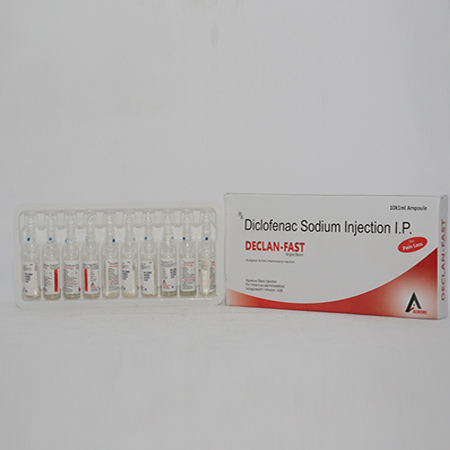 Product Name: DECLAN FAST, Compositions of DECLAN FAST are Diclofenac Sodium Injection IP - Alencure Biotech Pvt Ltd