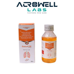 Product Name: Ezacuf DX, Compositions of Ezacuf DX are Dextromethorphan hydrobromide chlorpheniramine maleate & phenylephrine hydrochloride syrup - Acrowell Labs Private Limited