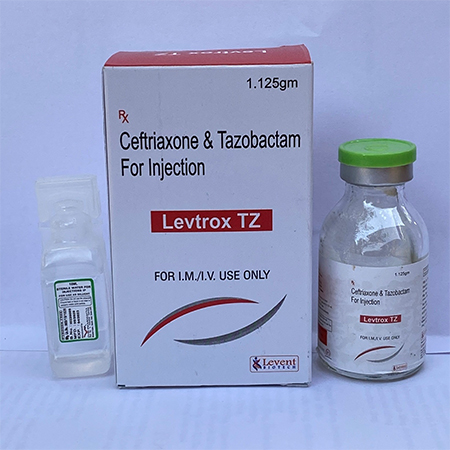 Product Name: Levtrox TZ, Compositions of Levtrox TZ are Ceftriaxone & tazobactam for injection - Levent Biotech Pvt. Ltd