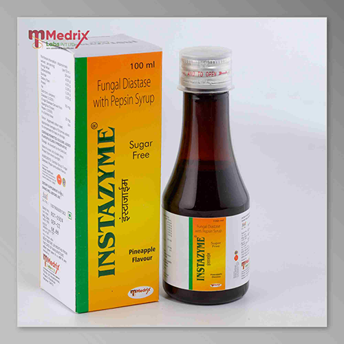 Product Name: INSTAZYME, Compositions of INSTAZYME are Fungal Diastase with Pepsin Syrup  - Medrix Labs Pvt Ltd