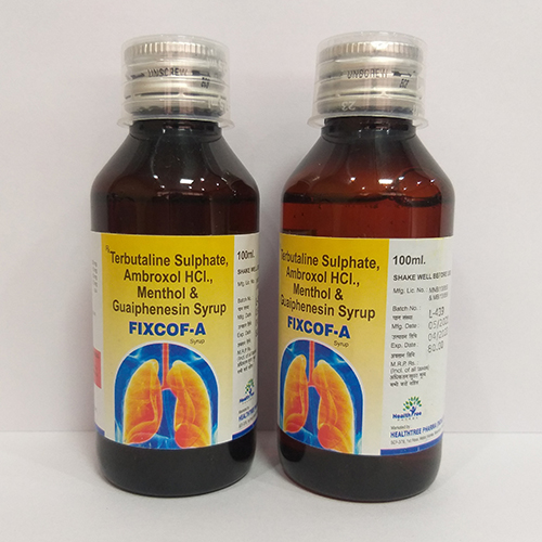 Product Name: Fixcof A, Compositions of Fixcof A are Terbutaline Sulphate Ambroxal HCL,Menthol & Guaiphenesin Syrup - Healthtree Pharma (India) Private Limited