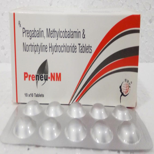 Product Name: PRENEU NM, Compositions of PRENEU NM are Pregabalin, Methylcobalamin & Nortriptyline Hydrochloride Tablets - Biomax Biotechnics Pvt. Ltd