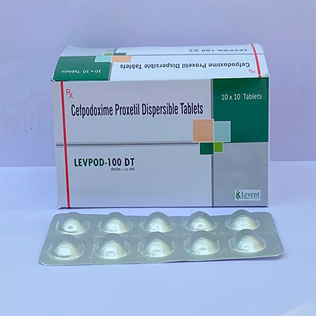 Product Name: Levpod 100 DT, Compositions of Levpod 100 DT are Cefpodoxime Proxetil Dispersible Tablets - Levent Biotech Pvt. Ltd