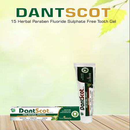 Product Name: Dantscot, Compositions of Dantscot are 15 Herbal Paraben Fluoride Sulphate Free Tooth Gel - Scothuman Lifesciences