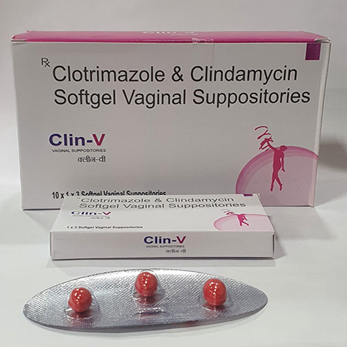 Product Name: Clin V, Compositions of Clin V are Clotrimazole & Clindamycin Softgel Vaginal Suppositories - Pride Pharma