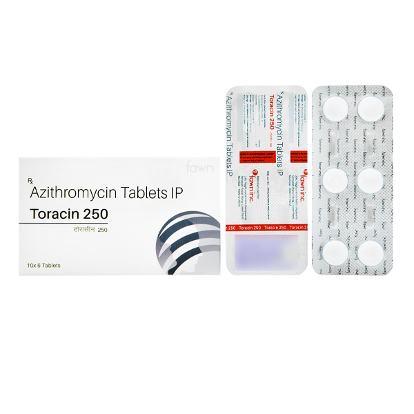 Product Name: TORACIN 250, Compositions of Azithromycin I.P.250 mg. are Azithromycin I.P.250 mg. - Fawn Incorporation