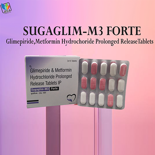 Product Name: Sugaglim Me Forte, Compositions of Sugaglim Me Forte are Glimepiride & Metformin Hydrochloride prolonged Releae Tablets - BSA Pharma Inc