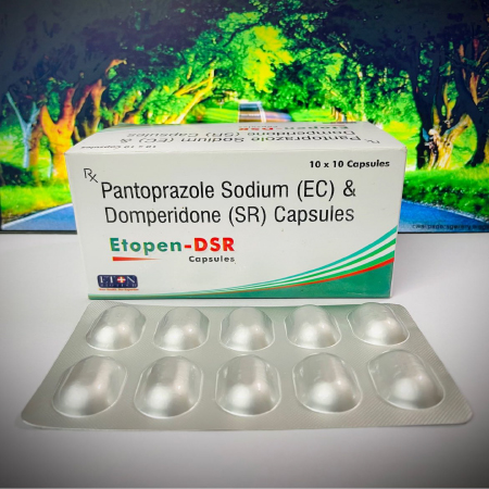 Product Name: Etopen DSR, Compositions of Etopen DSR are Pantoprazole Sodium (EC) & Domperidone (SR) Capsules - Eton Biotech Private Limited
