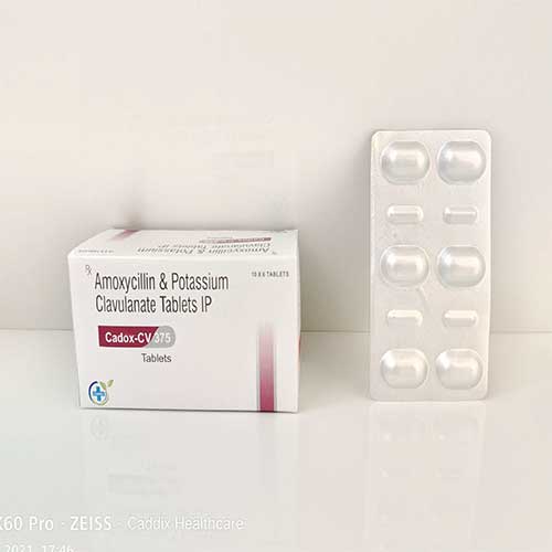 Product Name: Cadox cv 375, Compositions of Cadox cv 375 are Amoxicyllin &  Potassium Clavunate Tablets IP - Caddix Healthcare