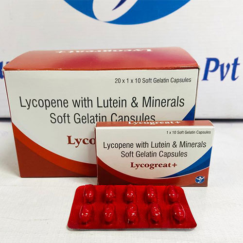 Product Name: LYCOGREAT+, Compositions of LYCOGREAT+ are LYCOPENE WITH LUTEIN & MINERALS - Janus Biotech
