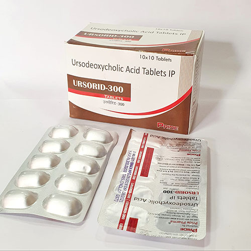 Product Name: Ursorid 300, Compositions of Ursorid 300 are Ursodeoxycholic Acid  Tablets IP  - Pride Pharma