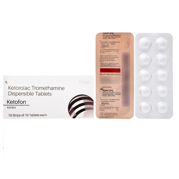 Product Name: KETOFON DT, KETOL DT, Compositions of Ketorolac Trometdamine Dispersible Tablets are Ketorolac Trometdamine Dispersible Tablets - Fawn Incorporation