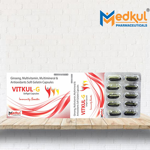 Product Name: Vitkul , Compositions of Vitkul  are Ginseg with Multivitamin,Multimineral & Anti-oxidant Softgel Capsules - Medkul Pharmaceuticals