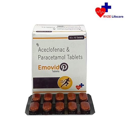 Product Name: Emovid , Compositions of Emovid  are Aceclofenac & Paracetamol Tablets .  - Ryze Lifecare