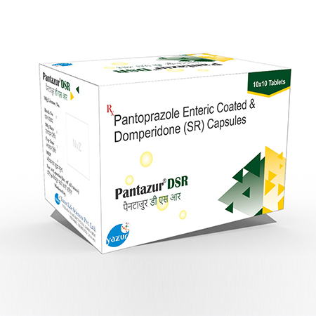Product Name: Pantazur DSR, Compositions of Pantazur DSR are Pantaprazole Sodium (Entric Coated) & Domperidone(Sustaine Release)  Capsules - Yazur Life Sciences