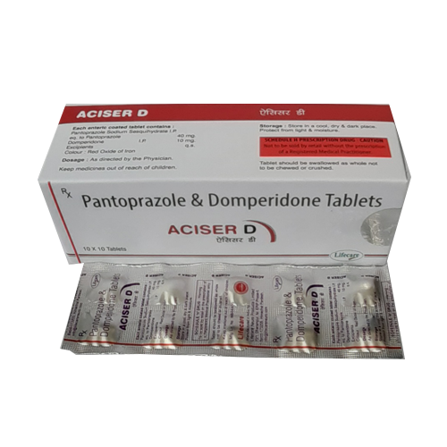 Product Name: Aciser D, Compositions of Aciser D are Pantoprazole & Domperidone Tablets - Lifecare Neuro Products Ltd.