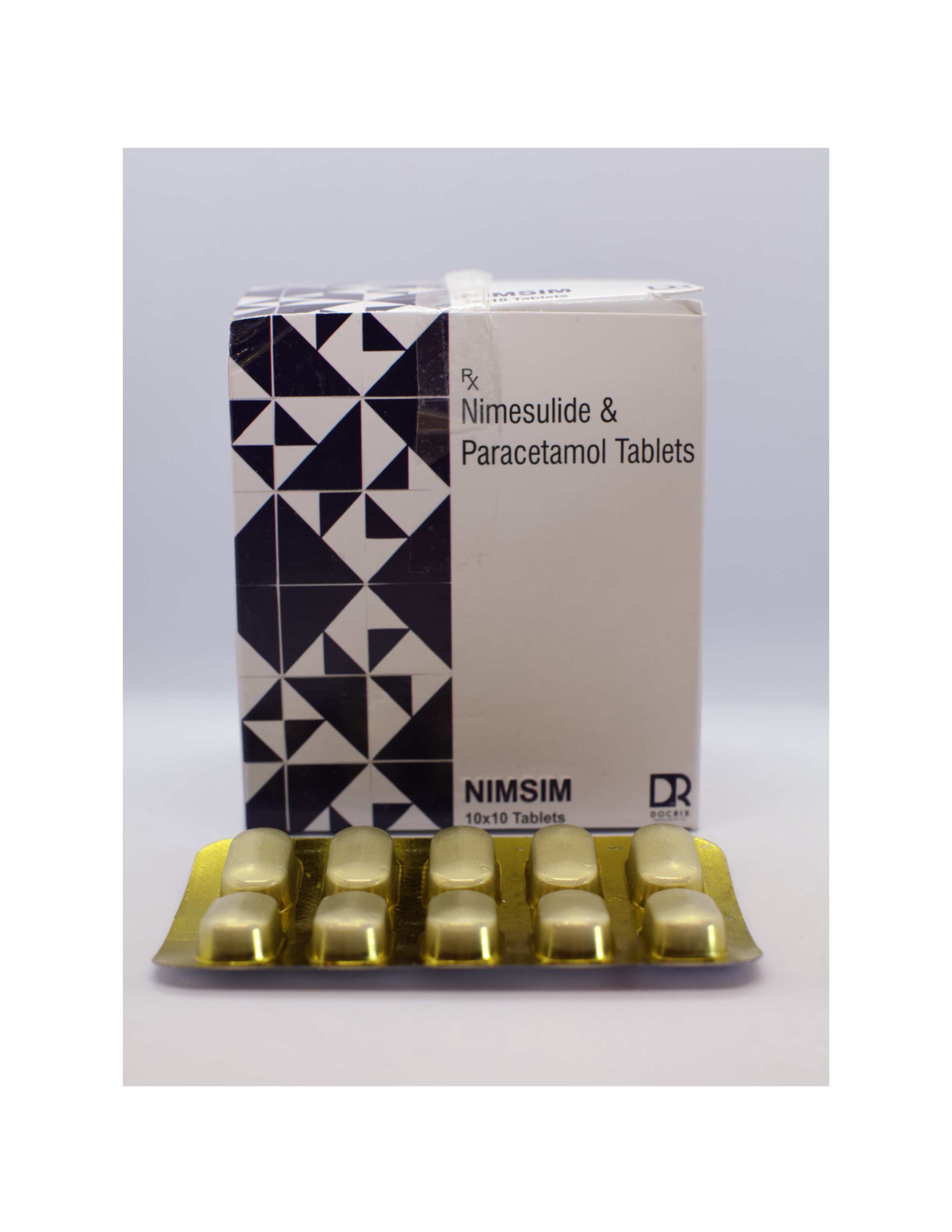 Product Name: Nimsim, Compositions of Nimsim are Nimesulide & Paracetamol Tablets - Docrix Healthcare