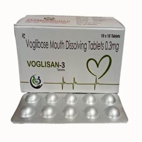 Product Name: VOGLISAN 3, Compositions of VOGLISAN 3 are Voglibose 0.3mg - Edelweiss Lifecare