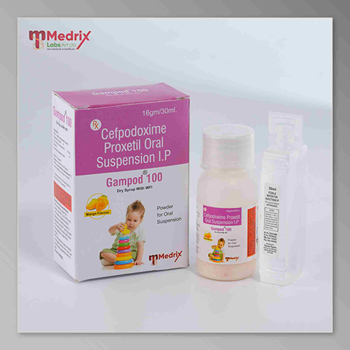 Product Name: Gampod 100, Compositions of Gampod 100 are Cefpodoxime Proxetil Oral Suspension I.P.   - Medrix Labs Pvt Ltd