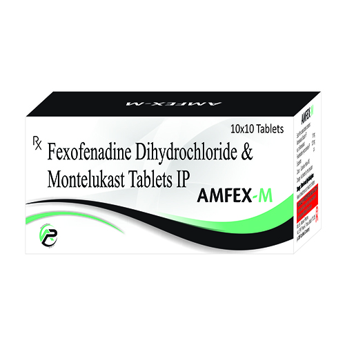 Product Name: Amfex M, Compositions of Amfex M are Fexofenadine Hydrochloride & Montelukast Tablets - Ambrosia Pharma