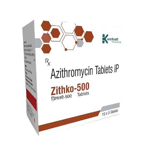 Product Name: Zithko500, Compositions of Zithko500 are Azithromycin Tablets IP - KureKraft Pharmaceuticals